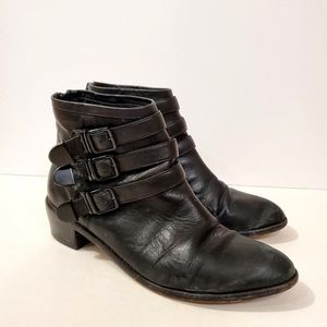 Loeffler Randall - Fenton Black Leather Strap Booties - Size 10